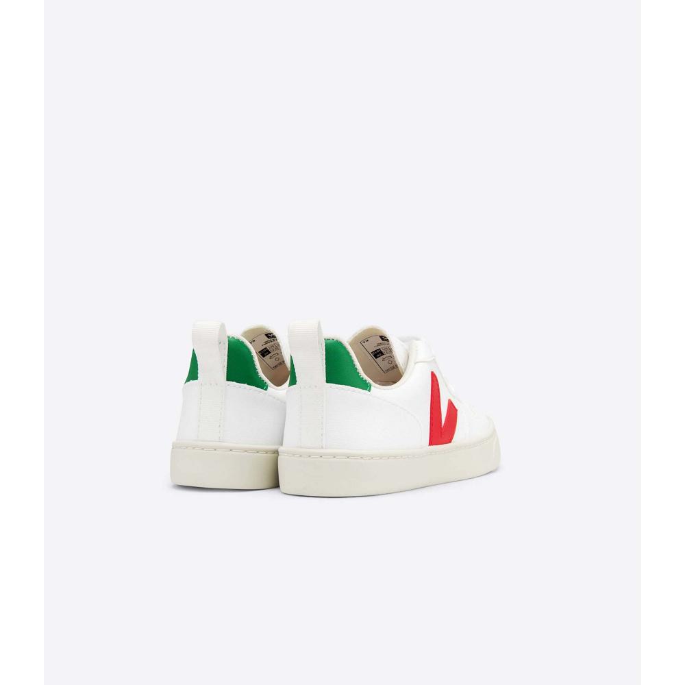 Veja V-10 LACES CWL Sneakers Kinderen White/Green/Red | NL 865YXF